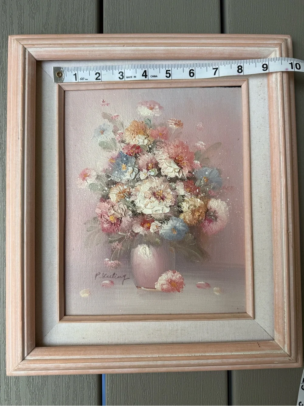 Vintage P. Keeling Signed Original Impasto Oil Floral Painting 8x10 Framed